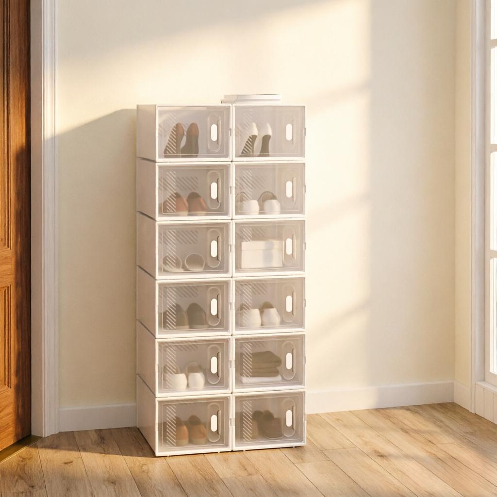 Chic Bookshelf,Stackable Shoe Storage Box,Storage Box,Modular Shoe Rack,Toy Organizer,Wardrobe,Bathroom Cabinet(only with 12Pcs storage box)