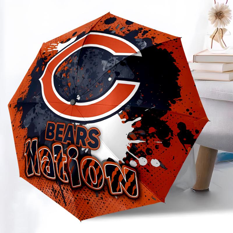 Printed Chicago Bears logo Folding Umbrella,Outdoor,Leisure,And Travel Umbrella,Durable Umbrella Fabric,Birthday And Holiday Gift