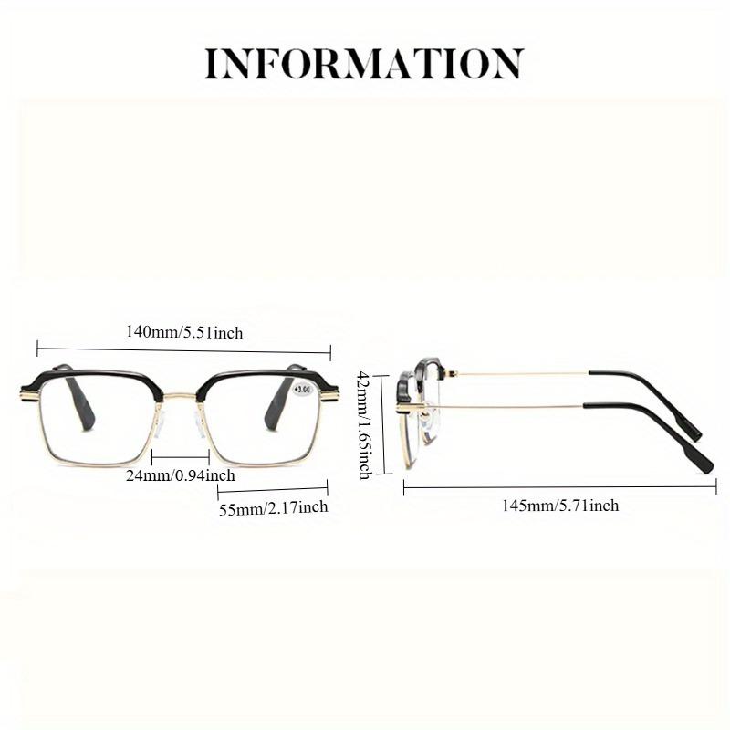 3pcs Fashion Business Light Change Reading Glasses Men and Women Metal Square Frame Myopia Glasses 0 to+4.0 Neutral