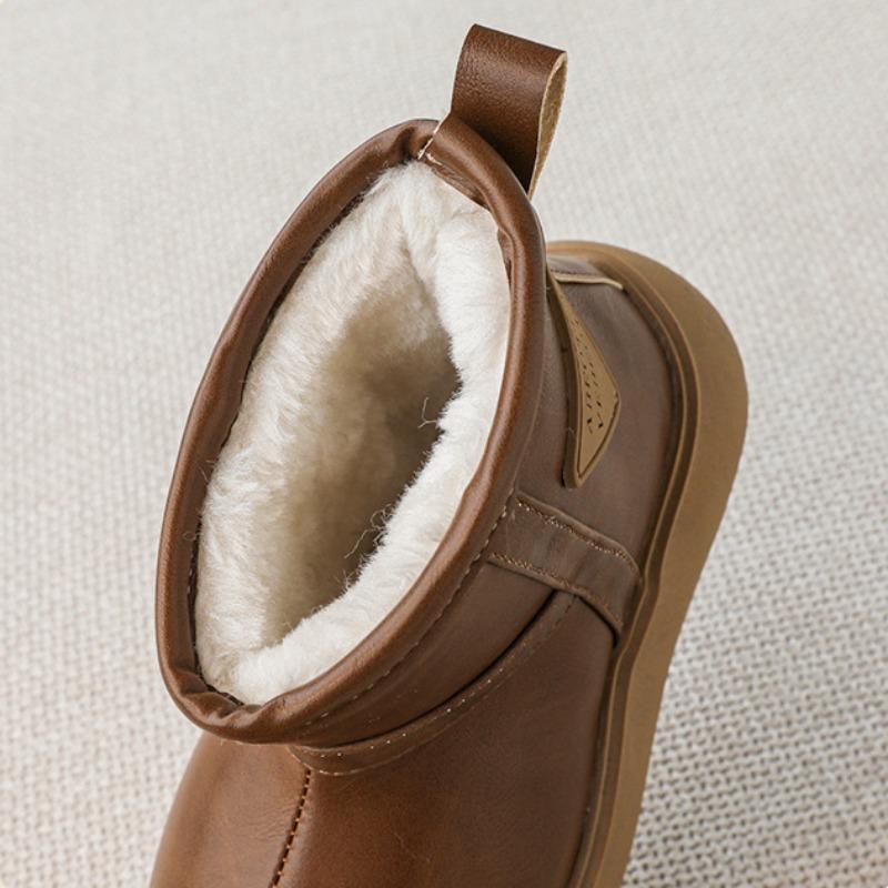 Barnes Capibara Snøstøvler Jenter Tykke Store Lær Vinterstøvler Jenter Vanntette Ankelstøvler