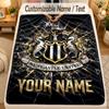 Flannel BlanketNewcastle United FC Custom Name Text Personalized Soft Warm Throw Blanket Home Decor Gift