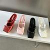 Eilyken Spring Bowknot Square Toe Women Slippers Sexy Buckle Strap Thin High Heels Prom Mule Pumps Shoes Zapatos De Mujer