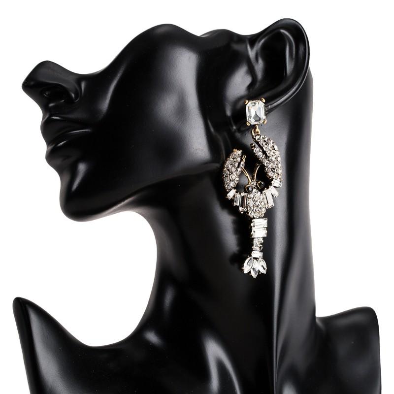 Boucles d'Oreilles Statement Homard en Acrylique Ornées de Strass Bijoux Mode Vintage Chic pour Femmes Collection 2025