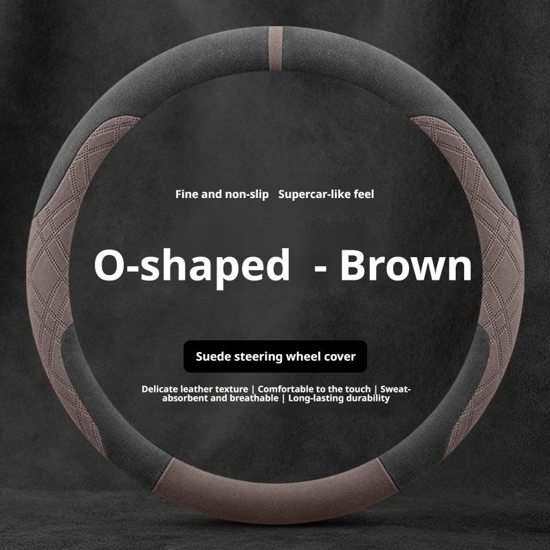 Luxury Suede Steering Wheel Cover Two Tone Sport Comfort Grip 37-38cm For VW Tiguan T-Roc Touareg ID.4 Polo Golf Car Accessories