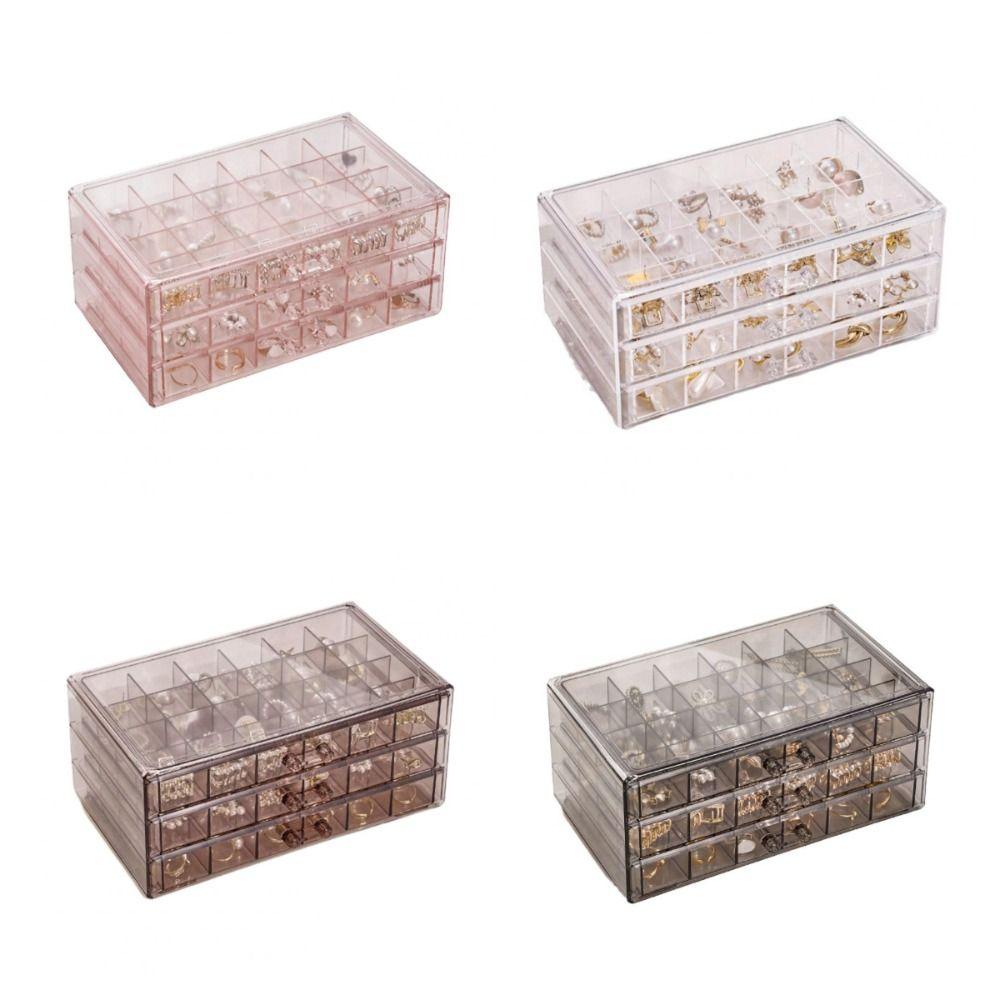 72 Grids Nail Organizer Box Transparent Necklace Bracelet Rack  for Earrings Rings