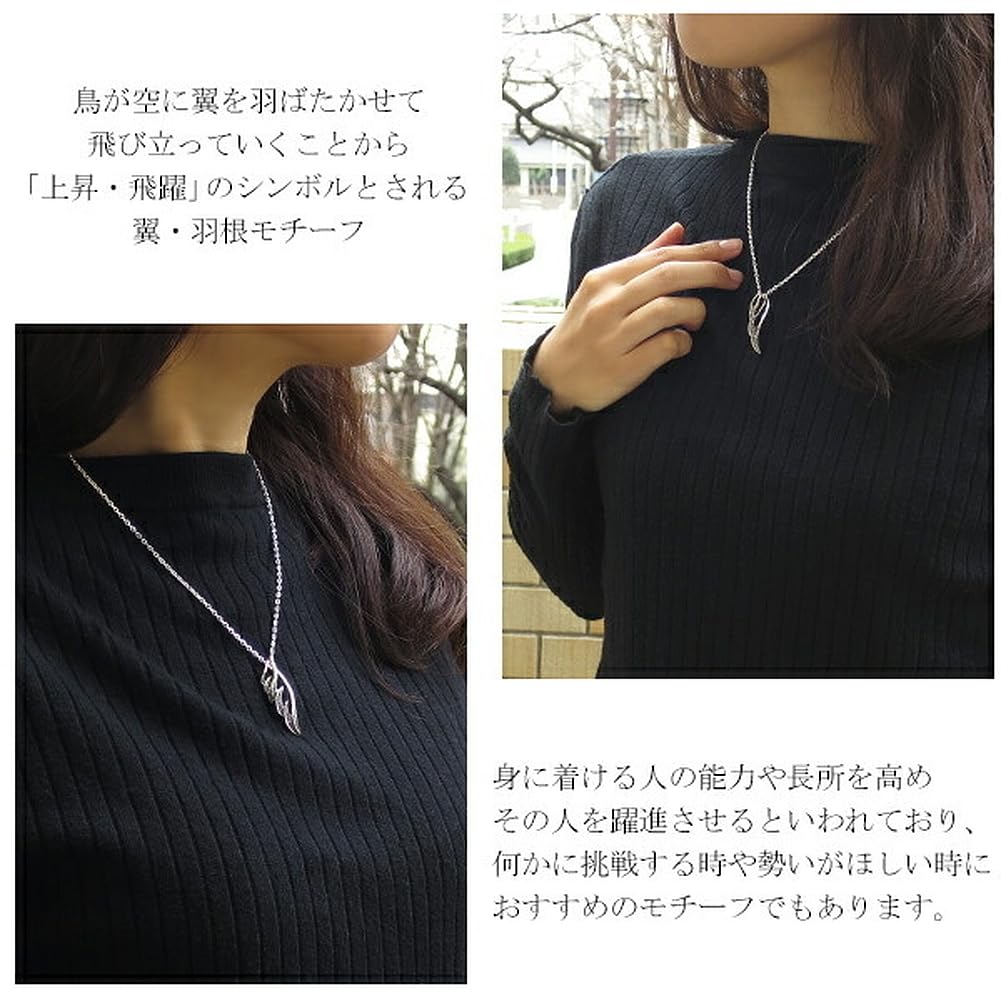 [Shinjuku Gin no Kura] Double Wing Silhouette Black Pendant Top (No Chain) Silver 925 Pendant Wing Feather Feather Thin Black