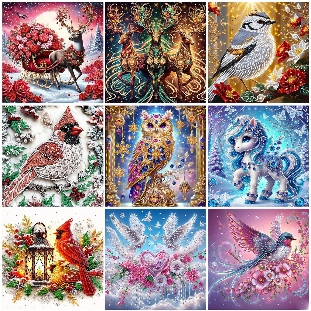 Animal Special Shaped 5D DIY Partial Drill Diamond Painting Kits for Adults Home Wall Decor Diamond Dots Paintings 30X30CM