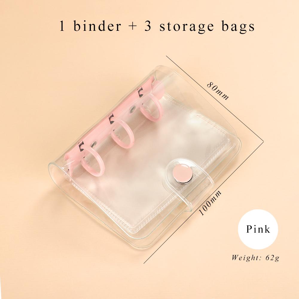 JIANWU Creative Cute Transparent 3 Ring Mini Loose-leaf Hand Book Student Portable Notebook Ring Binder Kawaii School Supplies