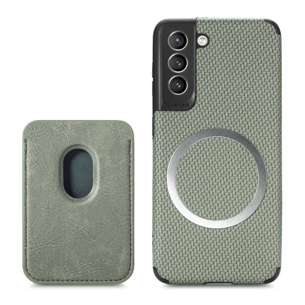 

for Magsafe Carbon fiber Leather Case for Samsung Galaxy S22 Ultra S24 S23 Plus Note 20 Ultra magnetic Wallet Card Pocket Cover Galaxy S21