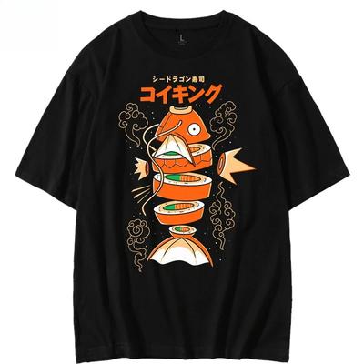 Pokémon Karpador Magikarp Sushi Sashimi T-Shirt im japanischen Stil Locker Herren- und Damen-Sommer-Trend-Top-Kleidung