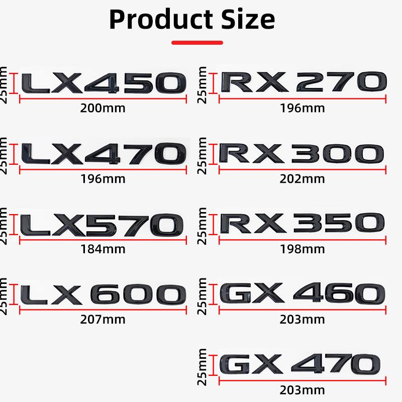 3D ABS Glossy Decal Car Front Hood Emblem Rear Trunk Sticker for Lexus GX460 GX470 LX450 LX470 LX570 LX600 RX270 RX300 RX350