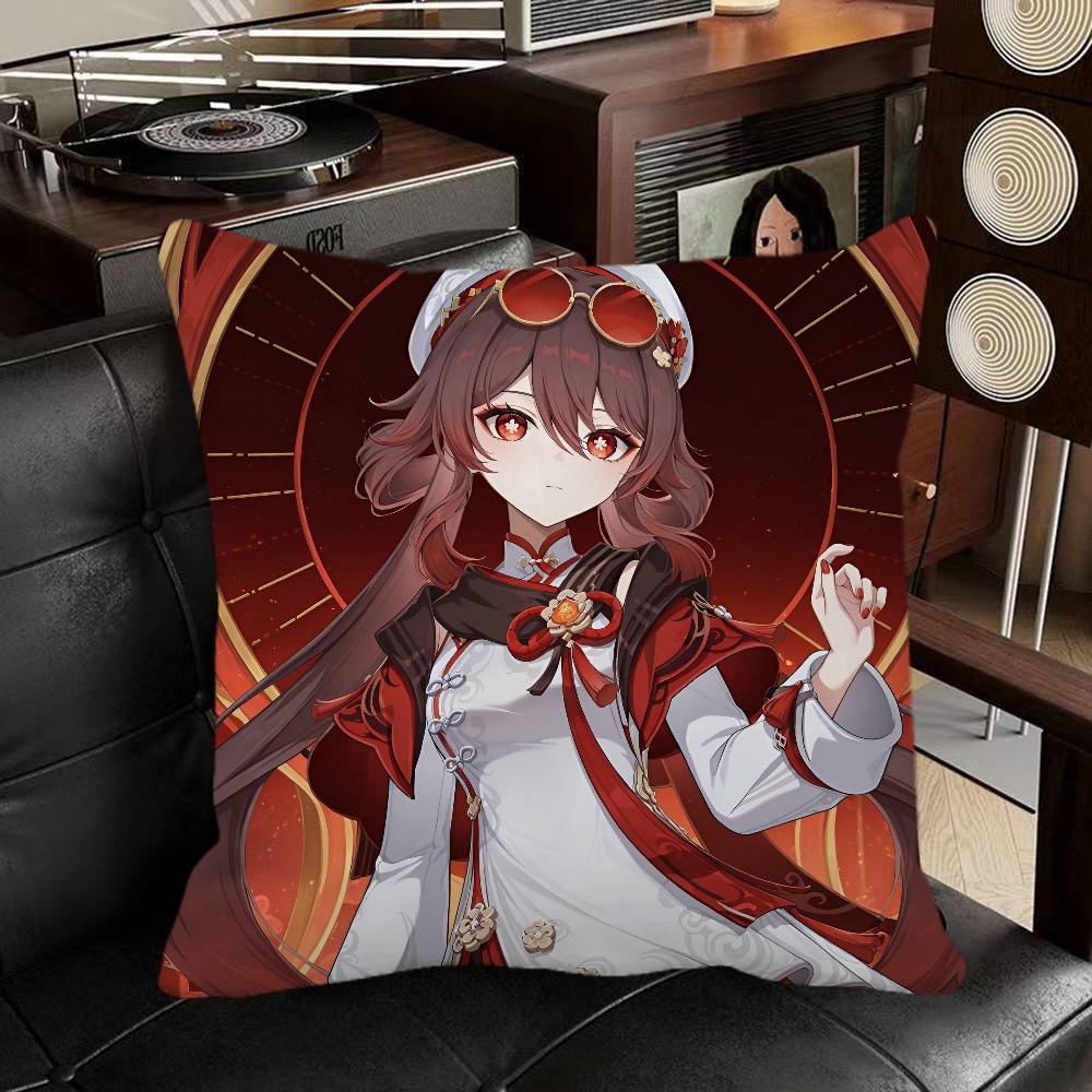 Hu Tao Genshin Impact Game Pillow Case Square Pillow Bedroom Sofa Leisure Comfort Cushion Car Home Decoration