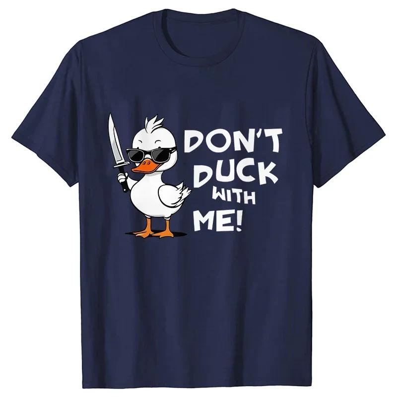 Men's "don't Duck with me" funny cartoon duck pattern printed 100% pure cotton casual short-sleeved T-shirt streetwear top