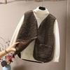 Dame Efterår Vinter Vest Frakke Ensfarvet Ærmeløs Kunstig Lammeuld Vest Kort Type Plys Vest Ydertøj Streetwear