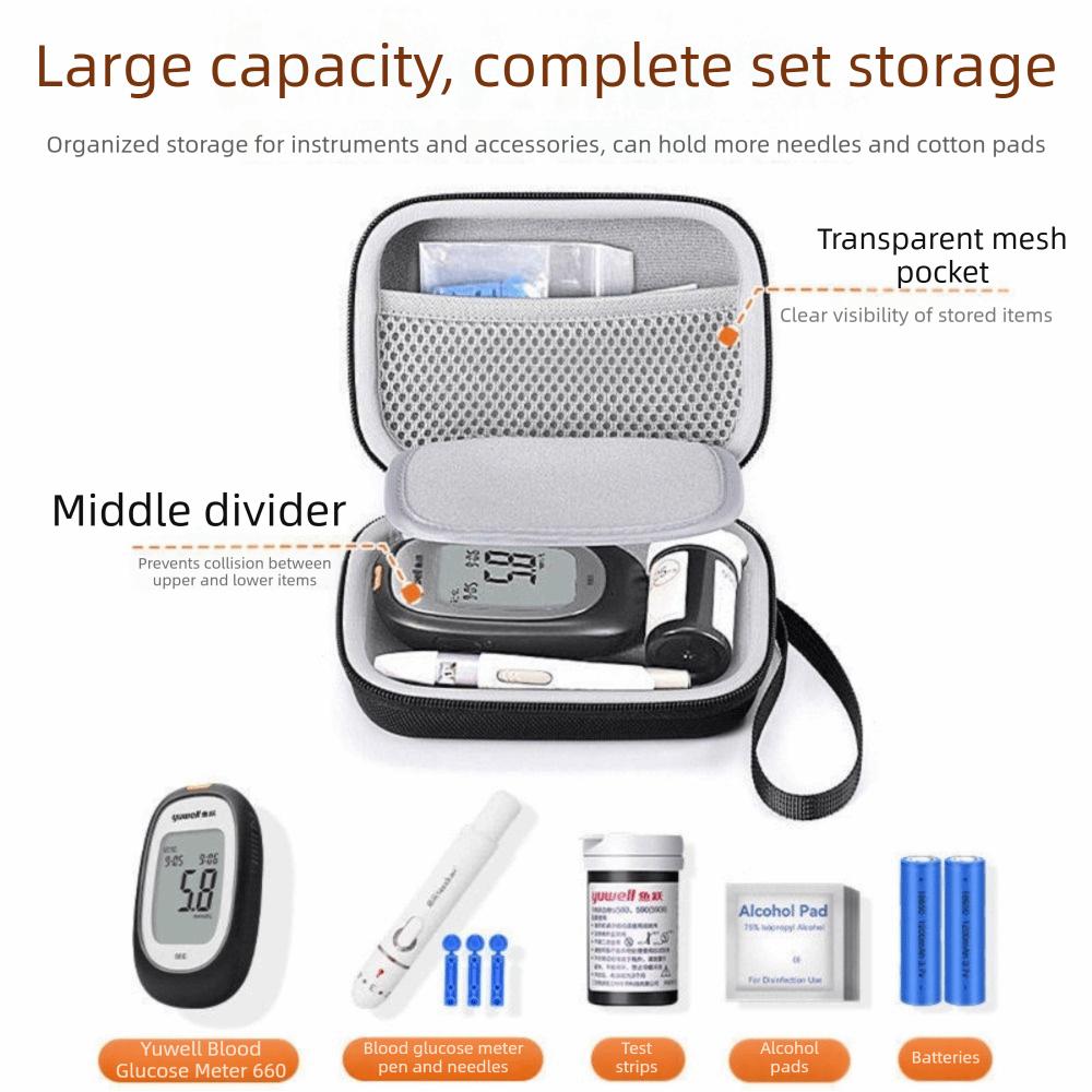 Portable Blood Glucose Meter Case Hard Shell Insulin Pen Carrying Bag Home