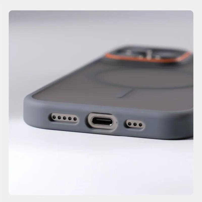 Luxury Simple for Magsafe Phone Case for iPhone 16 15 14 Plus 13 12 11 Pro Max Matte Hit Color Wireless Charge Hard Bumper Cover