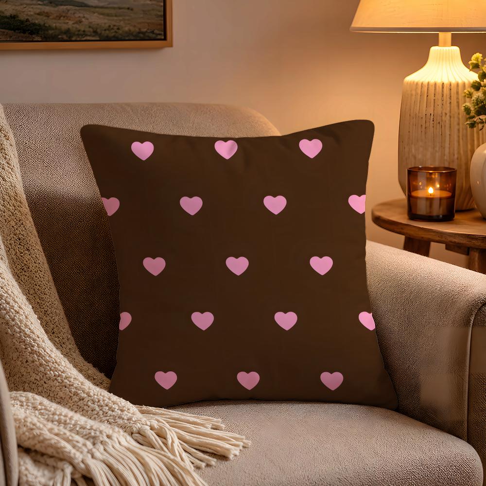 Love Print Pattern Pillow Case Soft Plush Cushion Cover Double Print and Invisible Zipper for Sofa Home Car Use