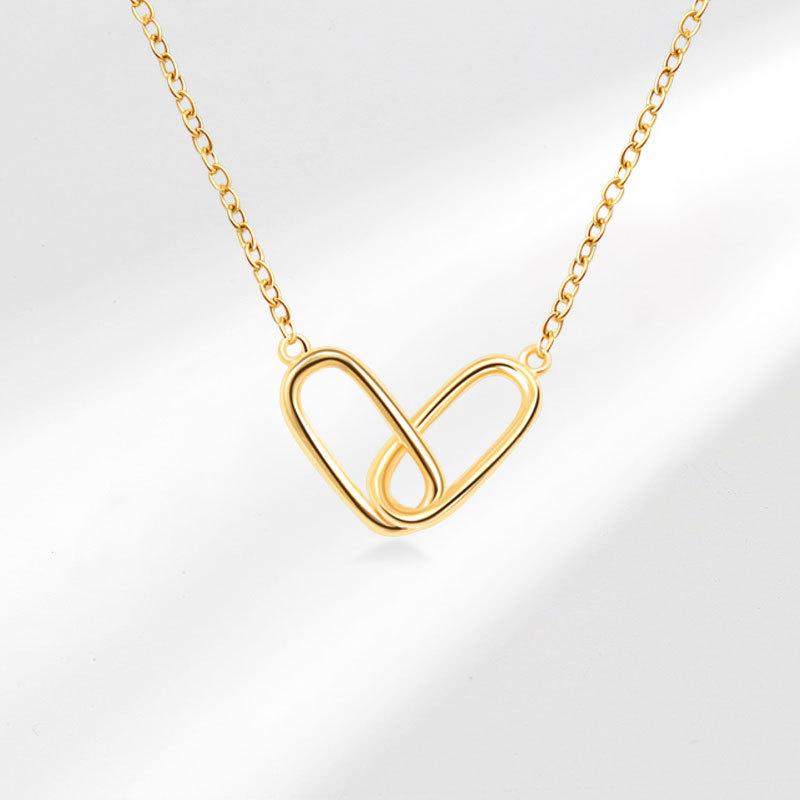 Золотая 14K цепочка-скрепка с цирконами для женщин, милая, универсальная, ключичная цепочка, ювелирное изделие
