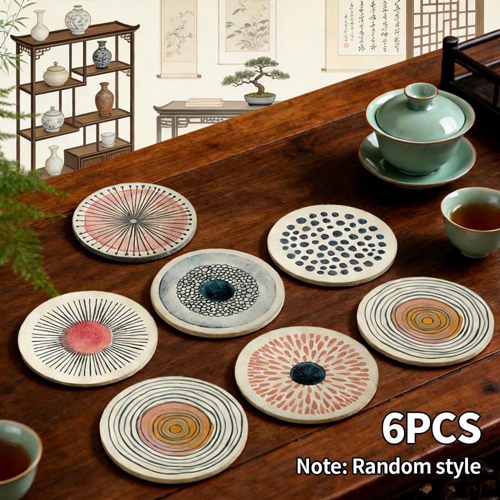 

6 Pcs Fruit Art Coaster Set Heat Resistant Non-Slip Cup Mat for Home Office Cafe Tea House Decoration