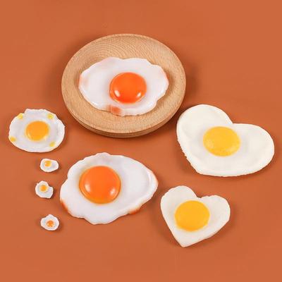 Miniature Fried Egg PVC Toy - Sunny-Side Up Play Food for Kids' Playhouse and Early Meal Accessories