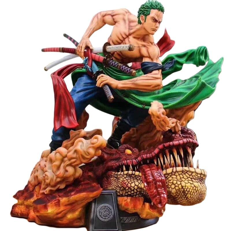 One Piece Action Figure Ls Exquisite Quality Gk Roronoa Zoro Battle 40cm Anime Model Collection Toy Figma Ko Desktop Decoration
