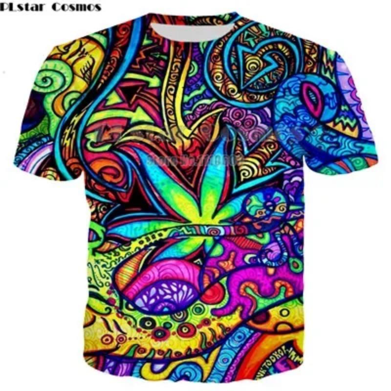 Men's T-shirts Colorful Trippy 3D Printed Shirts Summer Fashion Psychedelic Elephant T-shirts Hip-hop Prints Shirt