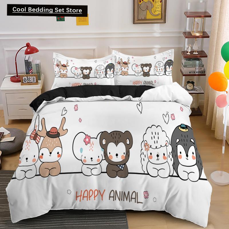 3D Cat King Queen Duvet Cover Cute Cartoon Kitty Bedding Set for Kids Teens Adults Pet Animal White 2/3pcs Polyester Quilt Cover