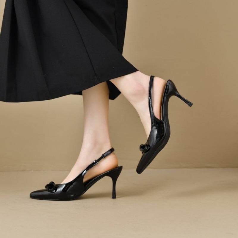 Fashion Hot Selling 2025 New Beaded Mesh Slingback Heels for Women Luxury Pointed Toe Heeled Pumps  Lady Pumps Summer Stiletto Shoe