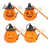Halloween Garden Decoration Glowing Pumpkin Lantern Jack O Lantern with Witch Hat Broom Light Candy Collecting Up Decor Trick or Treat Prop