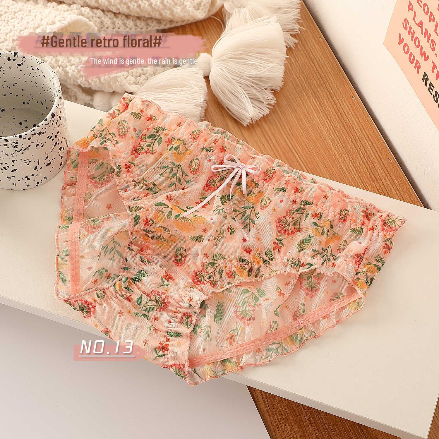 

Мереживні трусики-сліпи з квітковим візерунком із сітки середньої посадки - Солодкі, дихаючі та жіночні One size (80-120 catties)