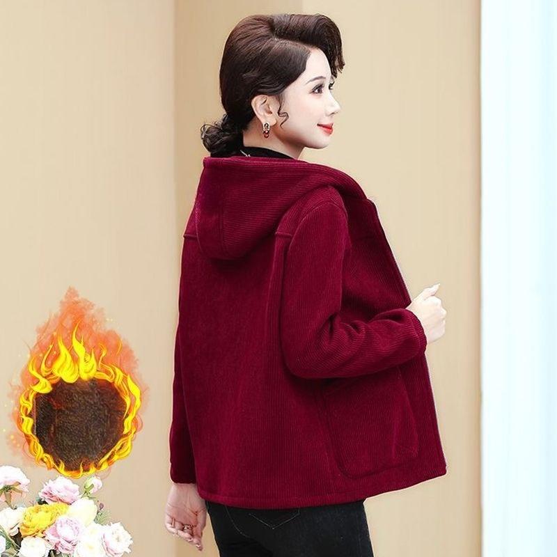 Ensemble de Sport Épais en Velours Couleur Caramel pour Femmes Mode Automne Hiver Décontracté à Capuche Ensemble Deux Pièces