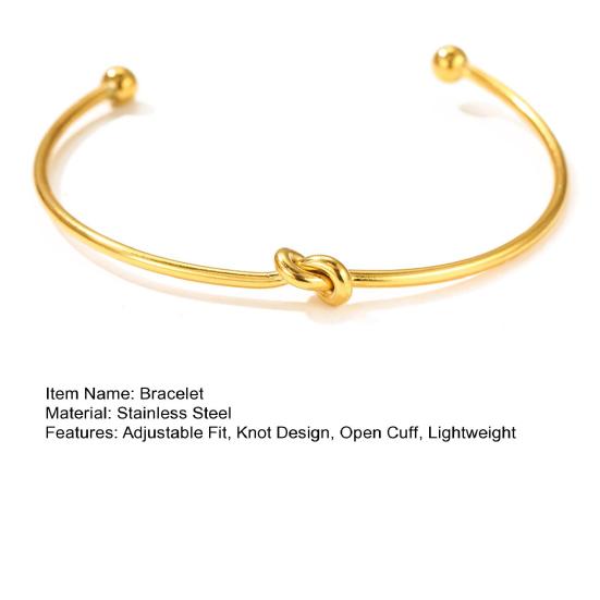 Knot Open Cuff Bracelet Forever Love Knot Infinity Bangle Adjustable Bracelet Friendship Gift for Women Best Friend Girlfriend