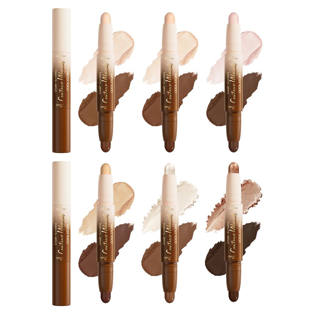 Double-head Highlight Shadow Stick Face Bronzer Contouring Pen Foundation Cream Concealer Makeup Base Beauty Women's Cosmetics