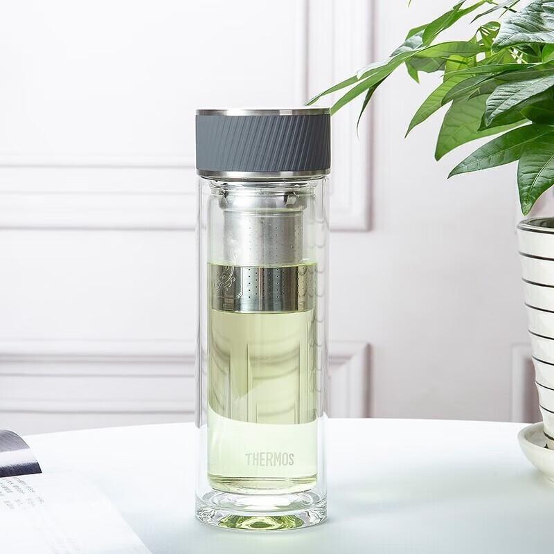 Thermos Double Wall Glass Tea Bottle, 400ml