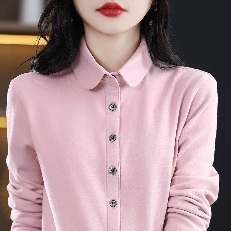 

Женская блузка с длинным рукавом 2024 - Топ из лайкры, хлопка и немецкого вельвета на весну/лето/осень XL