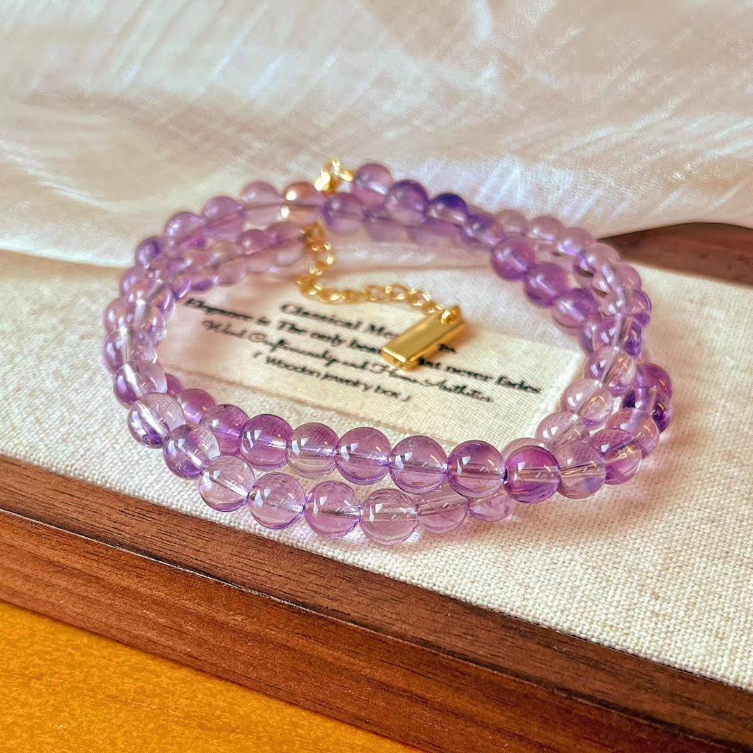

Vintage Natural Brazilian Amethyst Almost Vitreous High Quality Romantic Lavender Amethyst Necklace