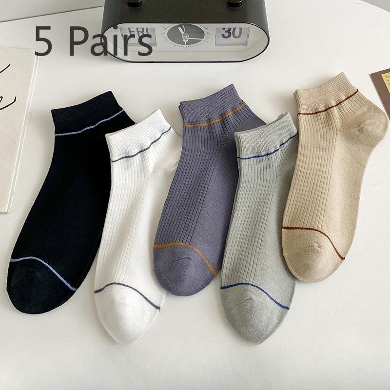 

5 пар мужских тонких однотонных повседневных дышащих спортивных носков короткой длины для весны и лета, впитывающих пот 5 Pairs
