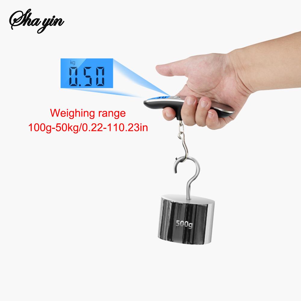 Portable Scale Digital LCD Display 110lb/50kg Electronic Luggage Hanging Suitcase Travel Weighs Baggage Fishing Scale with Hook