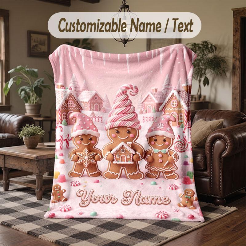 Winter Schnee Thema Überwurfdecke Benutzerdefinierter Name Text Personalisierte Decke Weiche Gemütliche Decke für Zuhause Sofa Bett