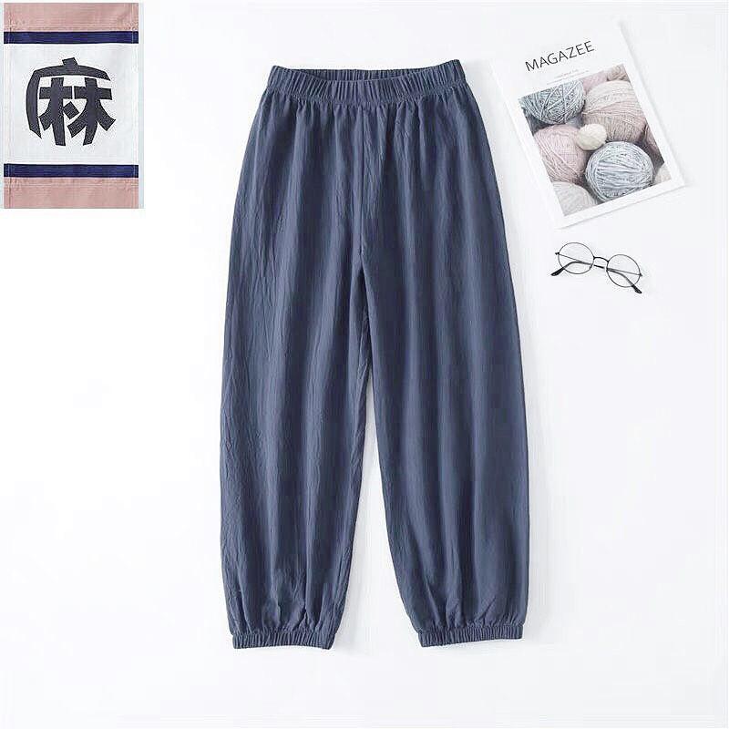 Women Cotton Linen Lantern Pants Women Summer Loose High Waisted Linen Nine Part Ankle Pants Casual Thin Haren Pants Pajama Pants