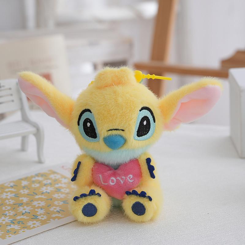 Cute Stitch Hugging Heart With Letter Embroidered Cartoon Plush Doll Pendant For Bag Decor And Collectors