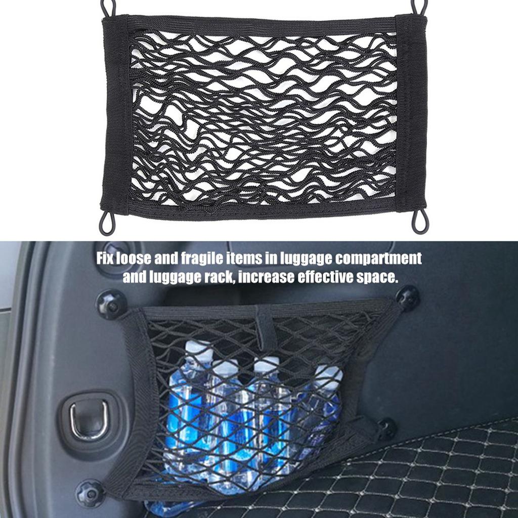 Bil Bagageutrymme Sida Last Bagage Elastiskt Förvaringsnät Meshficka Organizer