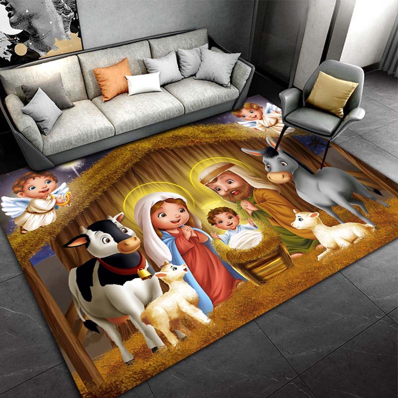 Alfombra con adornos navideños para sala de estar, decoración del hogar, sofá, mesa, alfombra para superficie grande, felpudo de entrada para dormitorio, alfombra antideslizante para Baño
