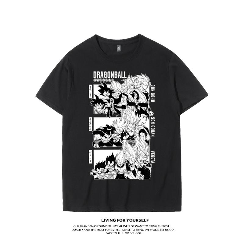 Dragon Ball Pochodne Animacji Goku Vegeta Buu Frieza Nadruk Krótki Rękaw Koszulka Męska i Damska Moda Luźny Bawełniany Top