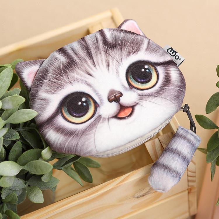 Portamonete Gatto Peluche Con Coda 3D Per Uso Quotidiano E Regalo