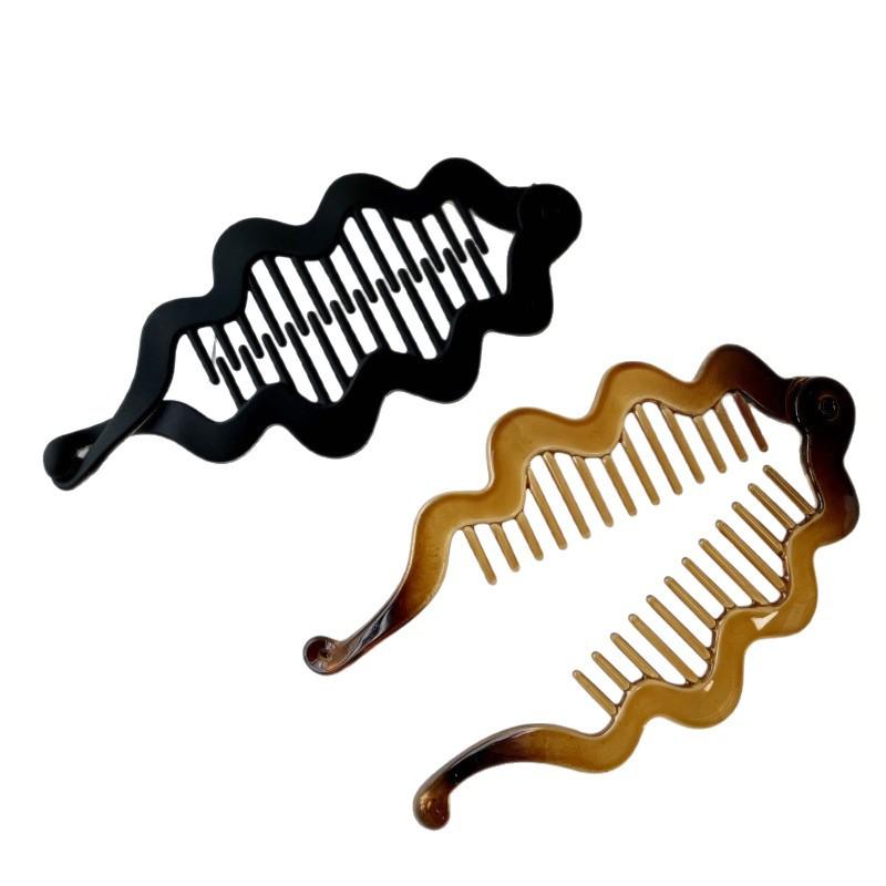 French Leopard Print Banana Clip for Women Retro Style Shark Clip Women Girls Back of The Head Ponytail Clip Styling Accessories