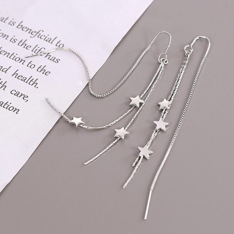 New 925 Silver Long Star Earrings Women Charm Earrings Birthday Gift for Friends Exquisite Jewelry Accessories