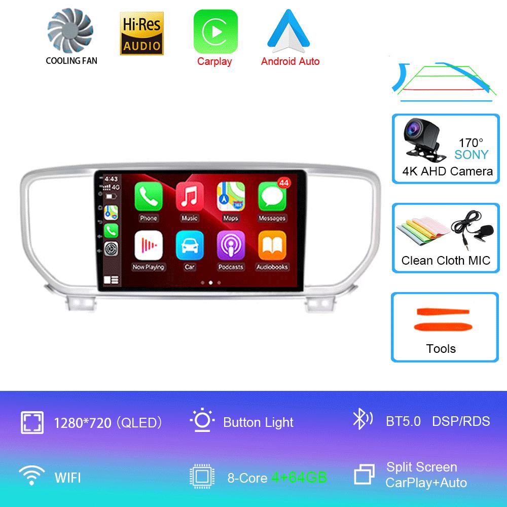 For Kia Sportage 4 QL 2018 - 2022 Car Radio Android 14 Carplay Navigation GPS Multimedia Player stereo wifi+4G Auto BT 360Camera