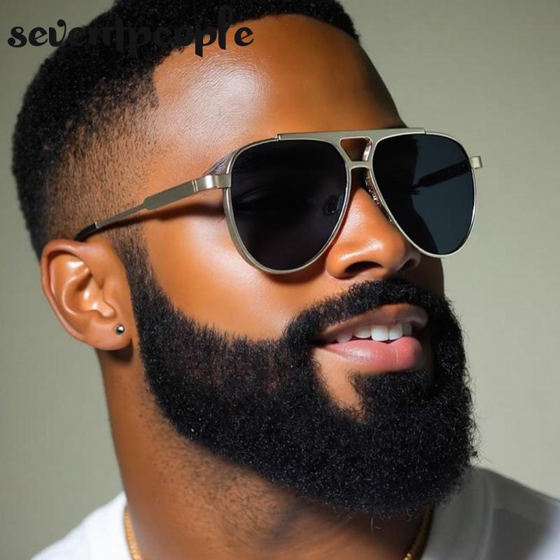 Steampunk Pilot Oval Sunglasses Men Luxury Brand Vintage Punk Metal Outdoor Sun Glasses For Male Trendy Double Beam Shades