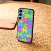 A-Autism S-Support P-Puzzle Pattern Phone Case For Samsung  A73,72,71,A52,51,40,41,A22,A32,31,A13, Soft Black Shell